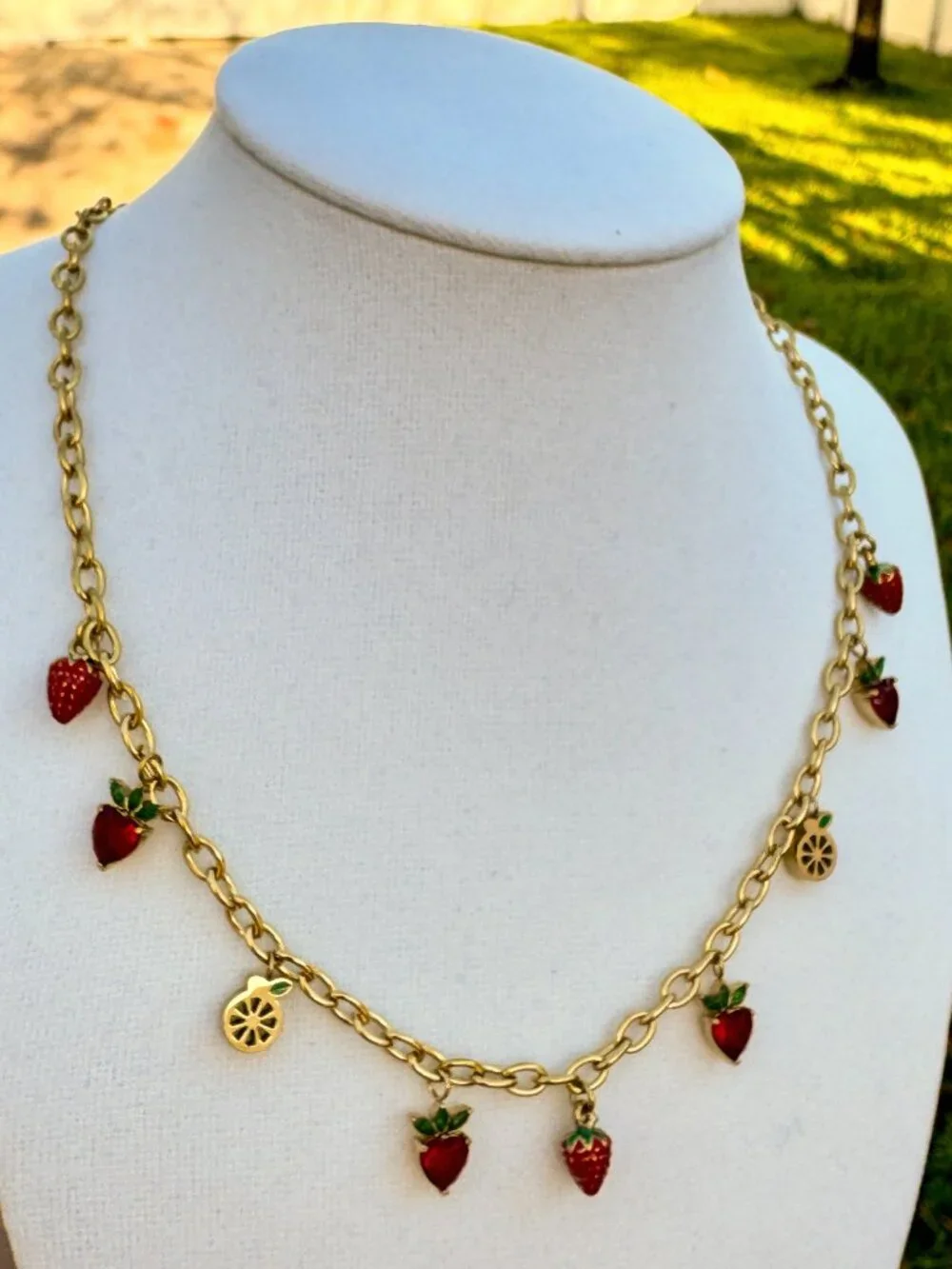 14k‎ Laminated Stainless Steel Fruit Charm Chain Necklace